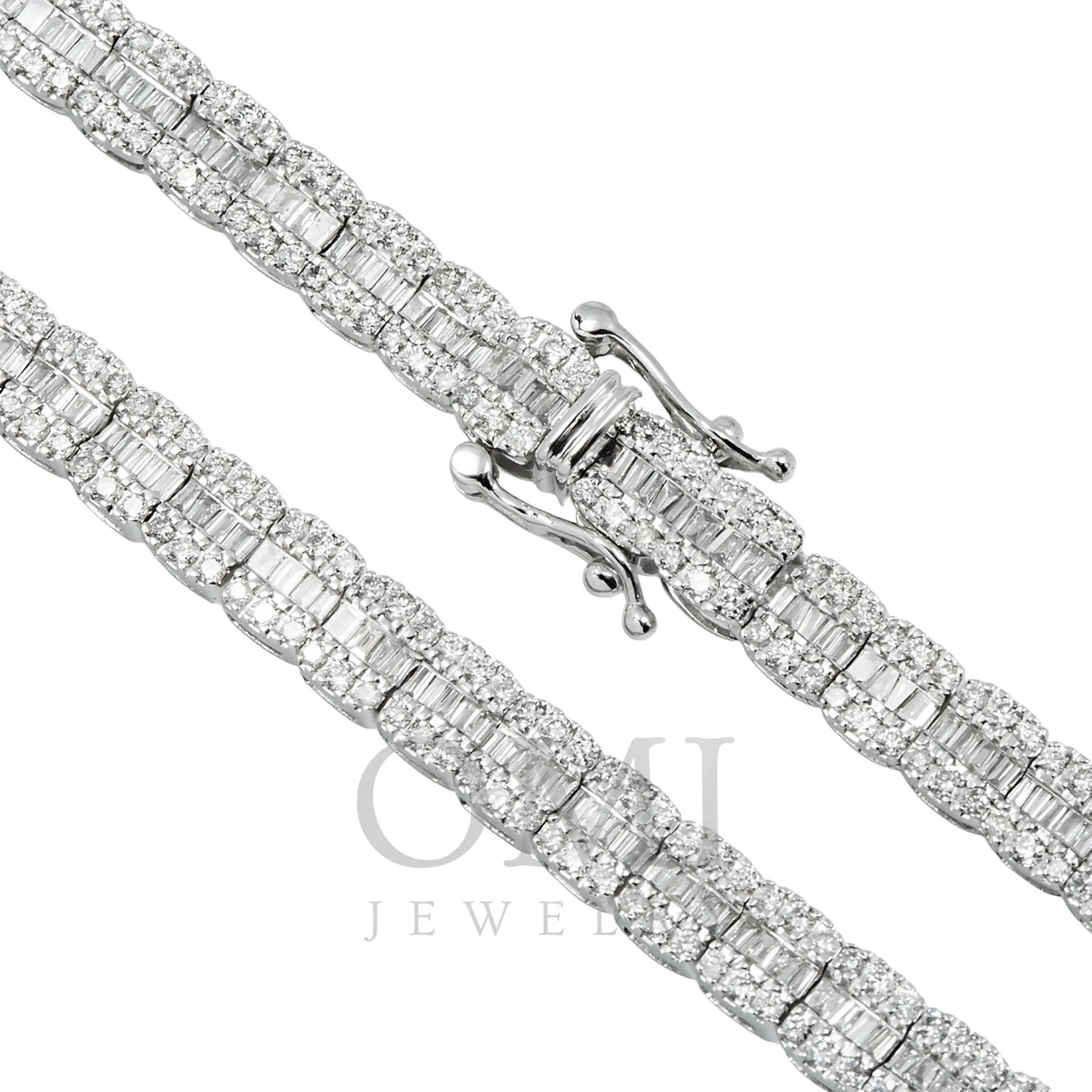 10K GOLD 5MM BAGUETTE AND ROUND DIAMOND CHAIN 10.22 CT