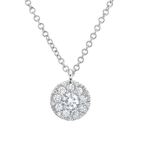 14K Gold 0.23 Carat Diamond Cluster Pendant Necklace