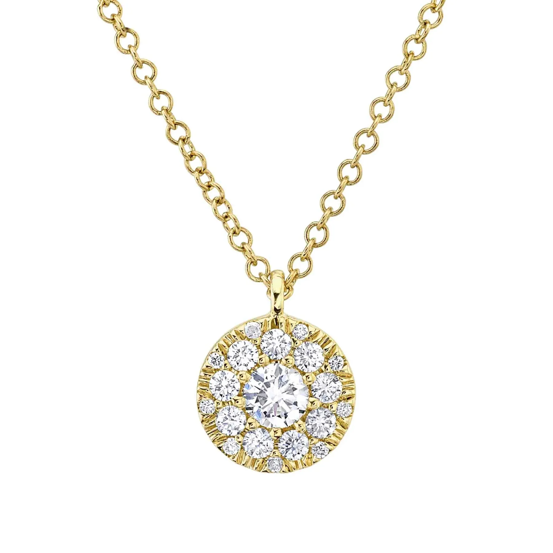 14K Gold 0.23 Carat Diamond Cluster Pendant Necklace