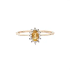 14K Gold Citrine & Diamond Ring