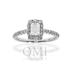 14K GOLD EMERALD CUT HALO DIAMOND ENGAGEMENT RING 1.49 CTW