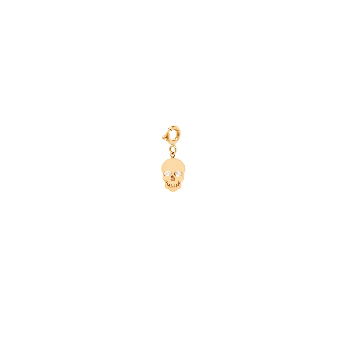 14k Single Midi Bitty Skull Charm with Diamond Eyes