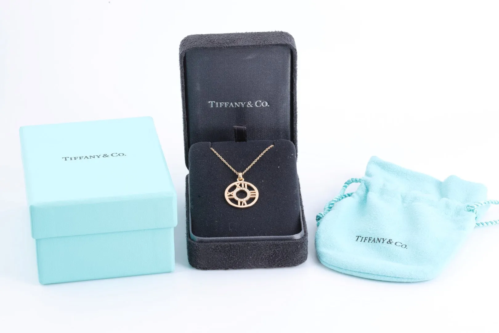 16" Tiffany & Co. 18k Rose Gold Atlas Open Medallion Necklace (3.98g.)