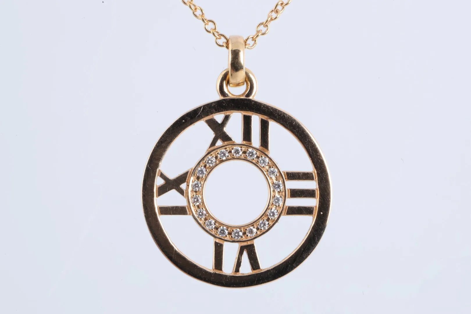 16" Tiffany & Co. 18k Rose Gold Atlas Open Medallion Necklace (3.98g.)