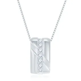 18K White Gold Rollo Design Diamond Pendant