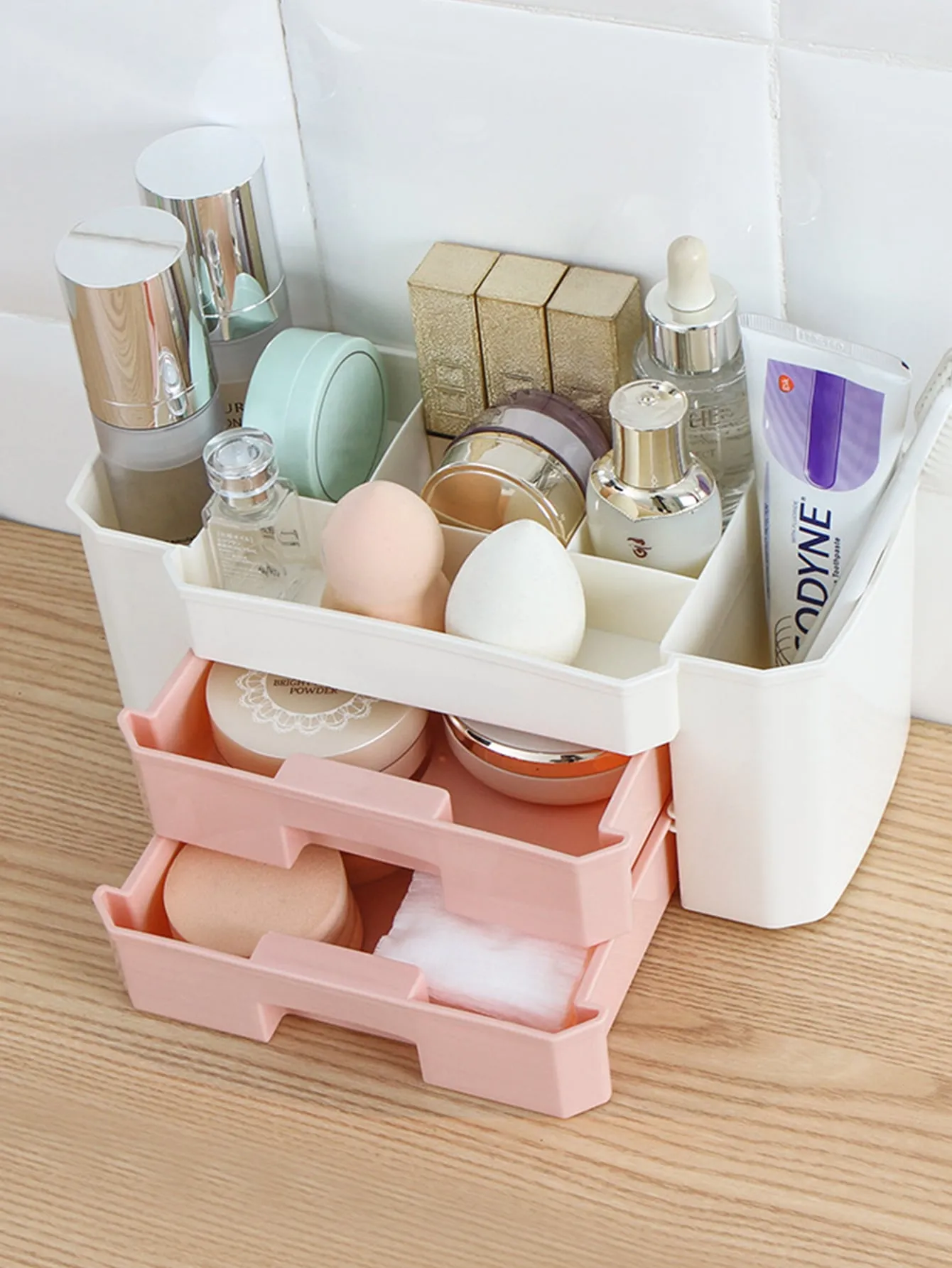 1pc Color Block Cosmetic Storage Box