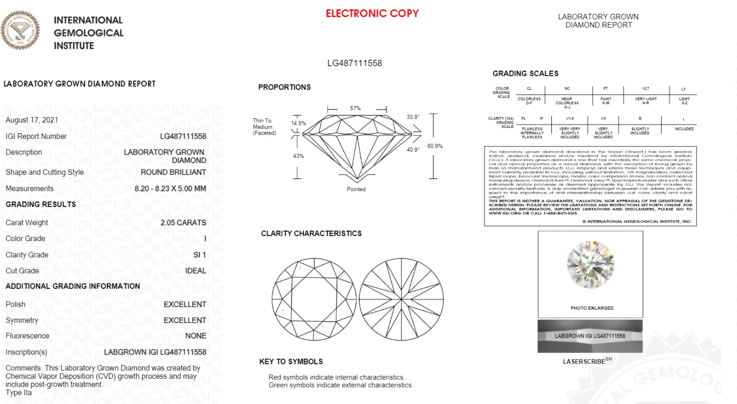 2.05CT Round I SI1 ID EX EX NONE - LG487111558