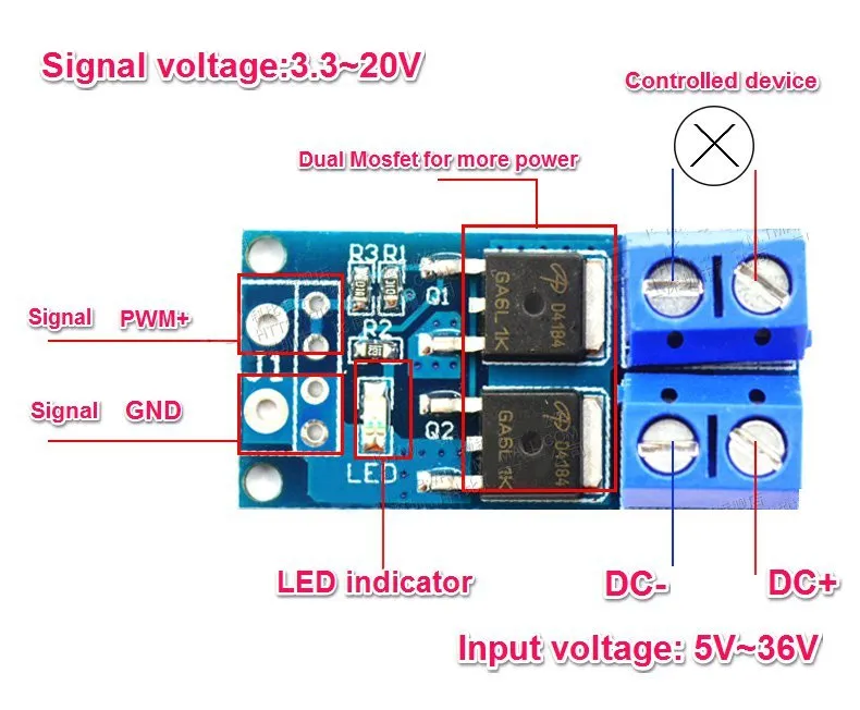 5-36v Switch Drive High-power MOSFET Trigger Module