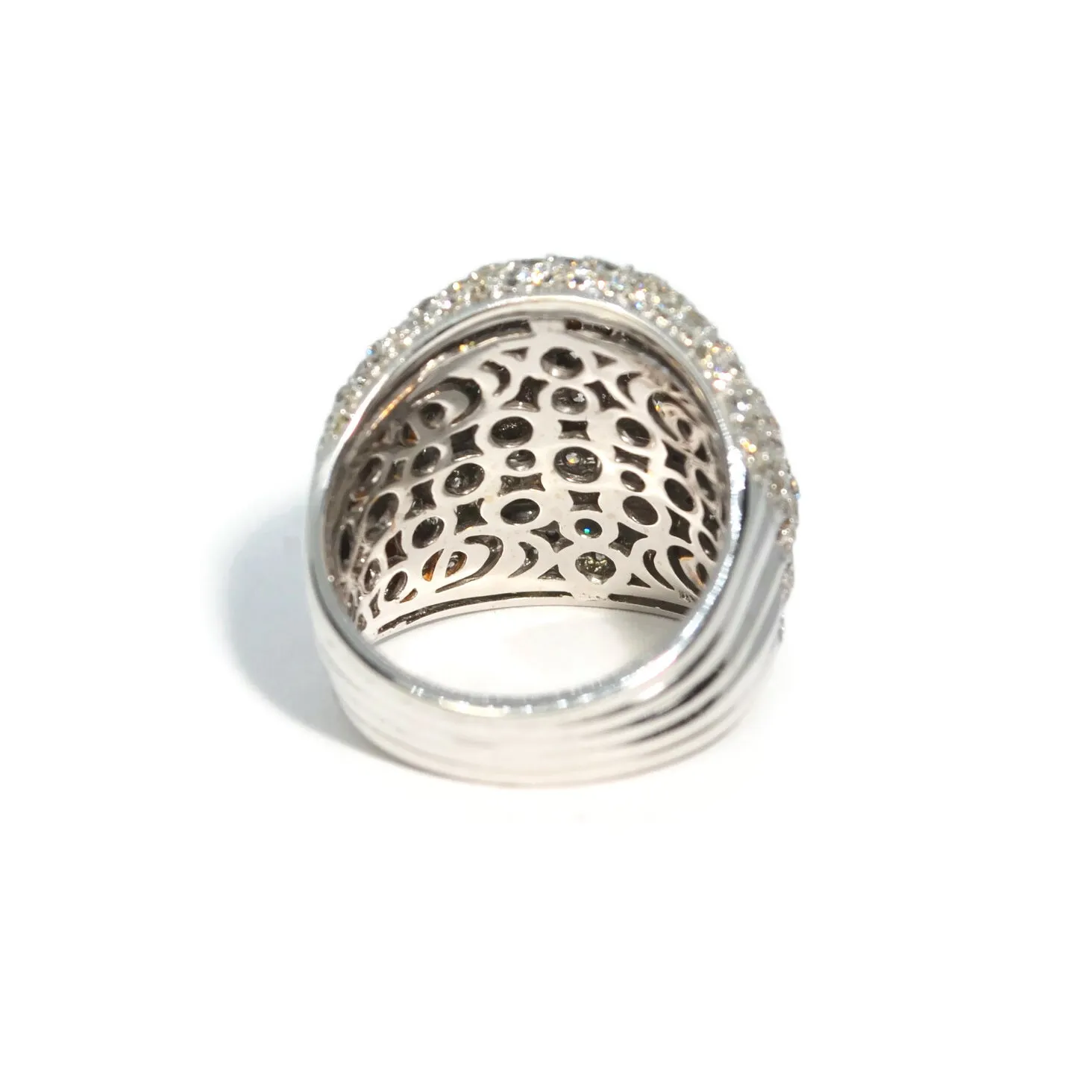 AFJ Diamond Collection - Five Layered Pave Diamond Ring, 18k White Gold