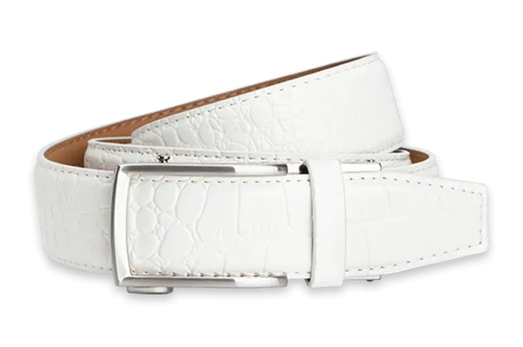 Alligator White, 1 3/8 Strap, Dress Belt