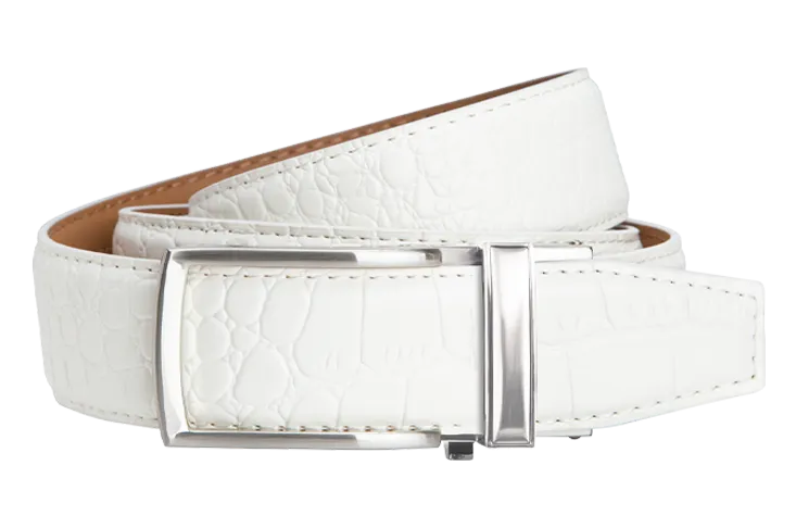 Alligator White V2, 1 3/8 Strap, Dress Belt