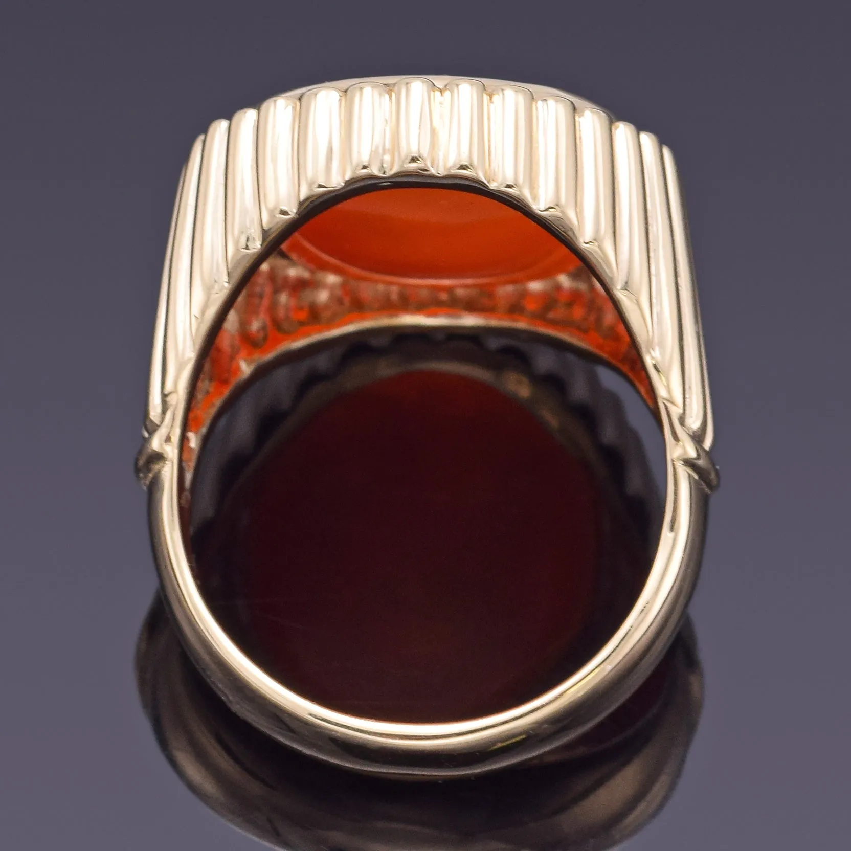 Antique 14K Yellow Gold Carnelian Intaglio Homer Signet Ring 16.1 Grams