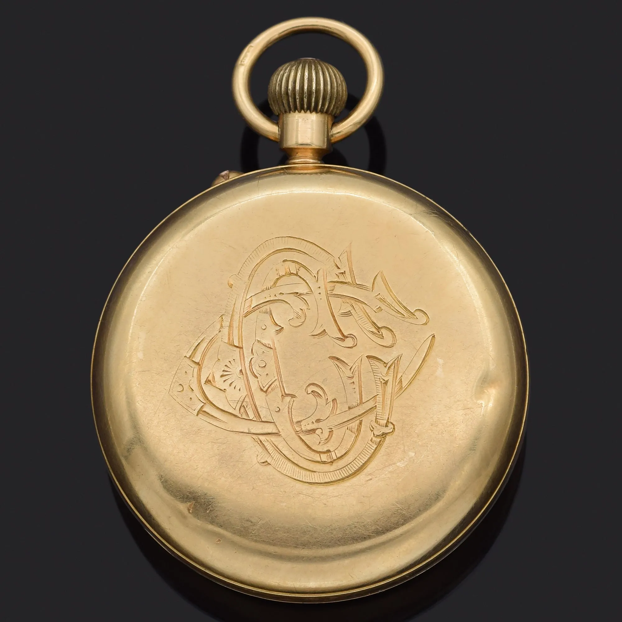 Antique Dent London 18K Yellow Gold Open Face Pocket Watch 41 mm