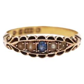 Antique | Florence Victorian Sapphire & Pearl Ring