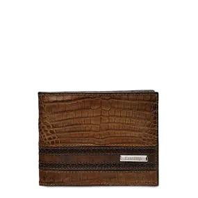 B2240FL - Cuadra honey fashion caiman leather bi fold wallet for men