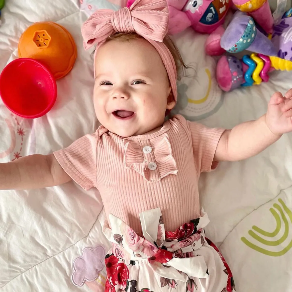 Baby Top Knot Double Bow Headband Wisteria