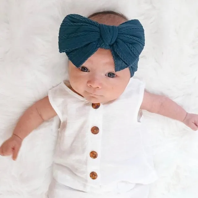 Baby Top Knot Double Bow Headband Wisteria