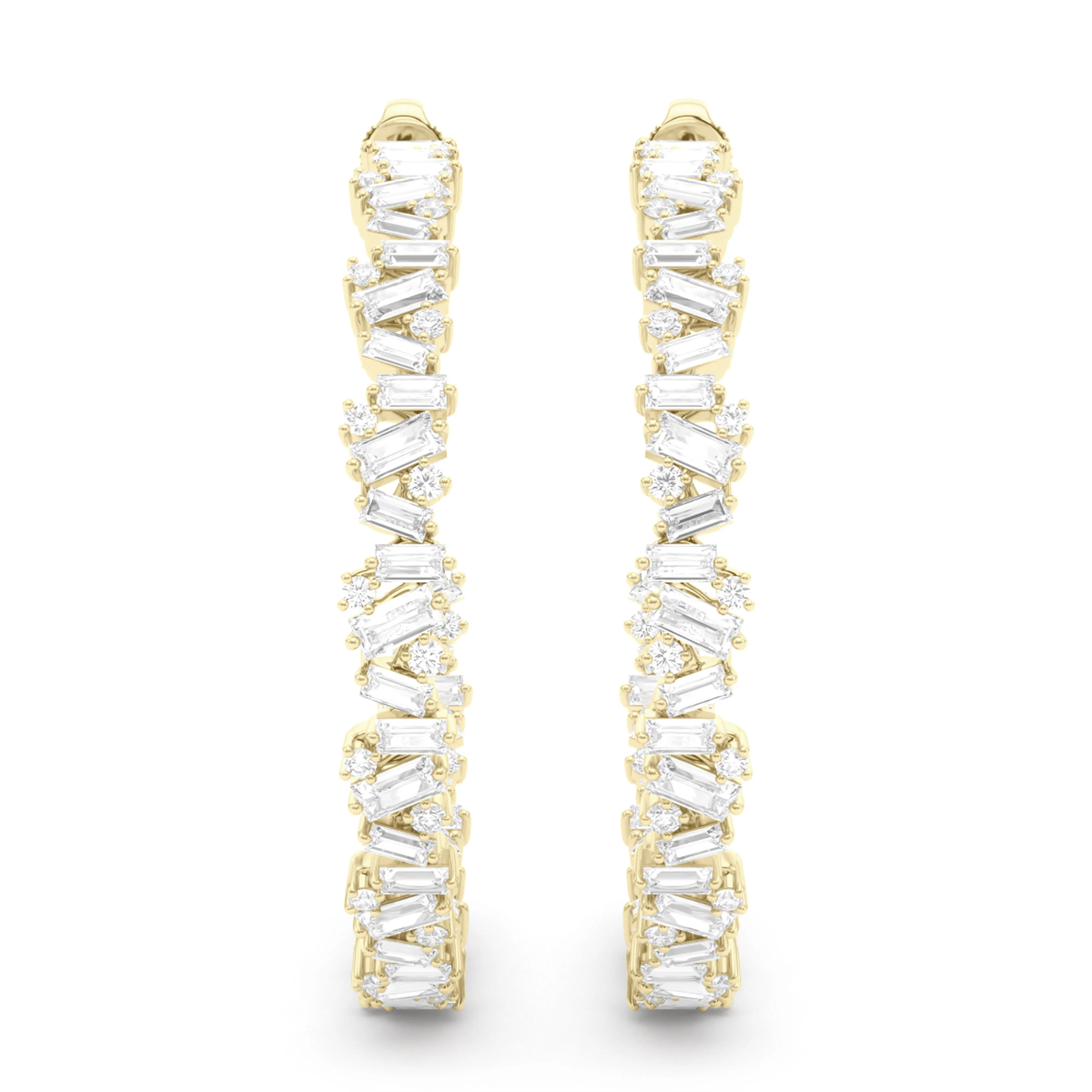 Baguette Horizontal Diamond Hoops