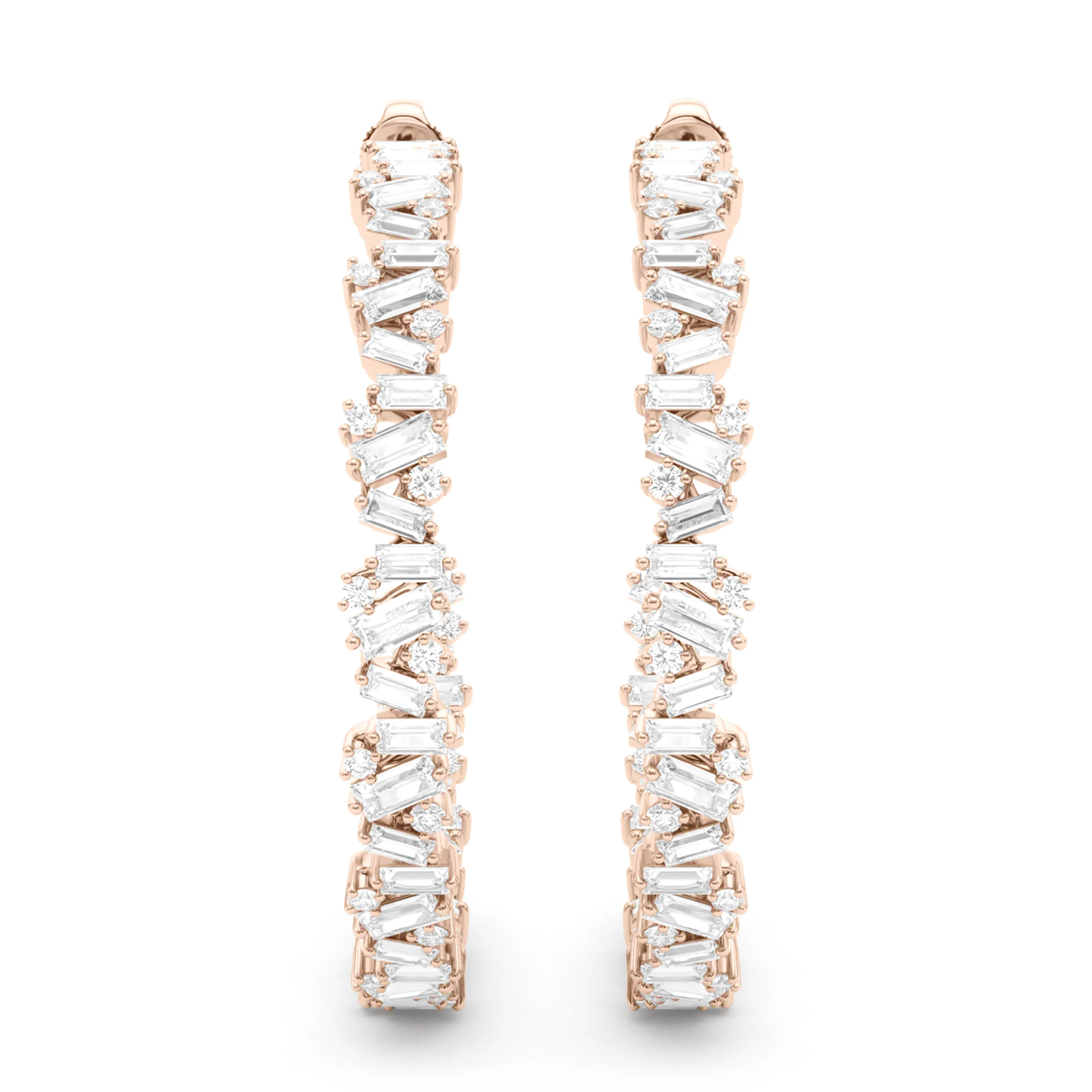 Baguette Horizontal Diamond Hoops