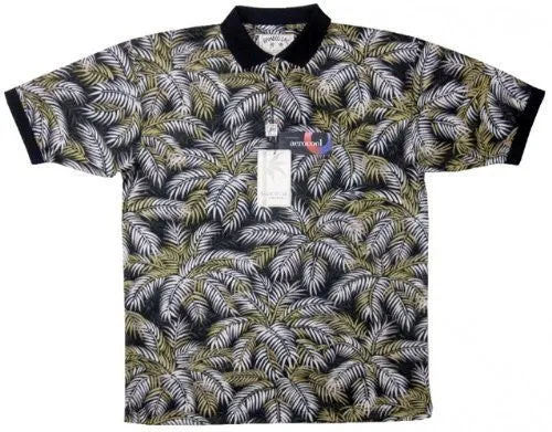 Bamboo Cay - All Over Palm Leaves, Tropical Style, Moisture Wicking Polo Shirt