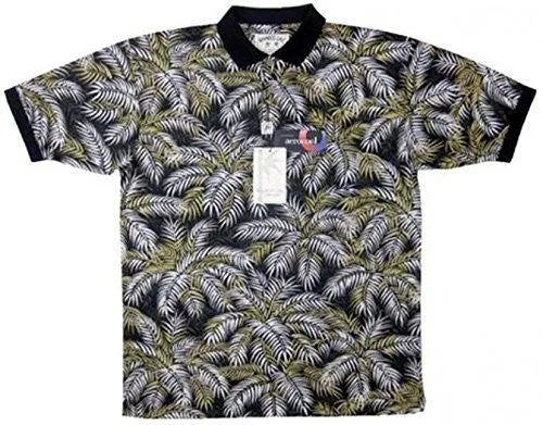 Bamboo Cay - All Over Palm Leaves, Tropical Style, Moisture Wicking Polo Shirt