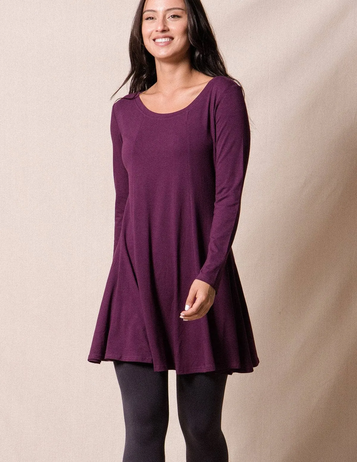 Bamboo/Organic Cotton Tunic Dress - Plum