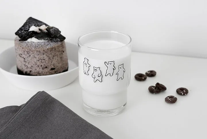 Bear Duck illustration Graphic Clear Glasses Cups Mugs Printed Vintage 245ml Gifts Kitchen Dinnerware Cold Hot Milk Coffee Microwave