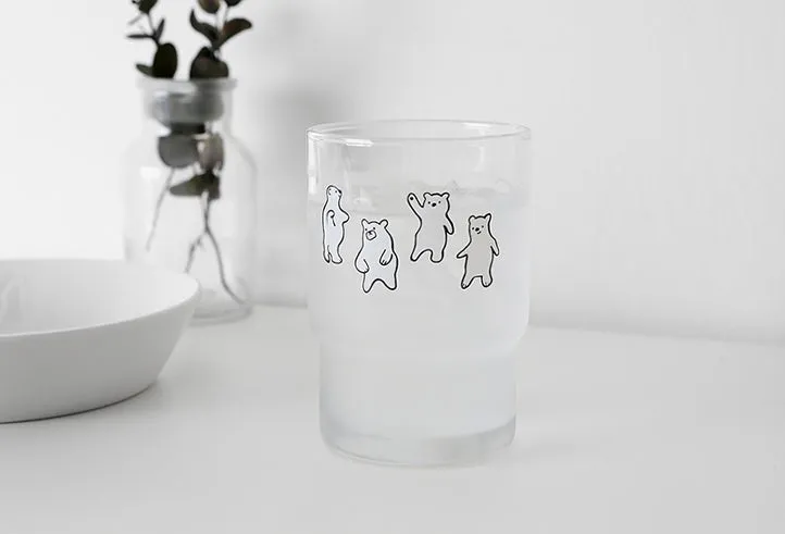 Bear Duck illustration Graphic Clear Glasses Cups Mugs Printed Vintage 245ml Gifts Kitchen Dinnerware Cold Hot Milk Coffee Microwave