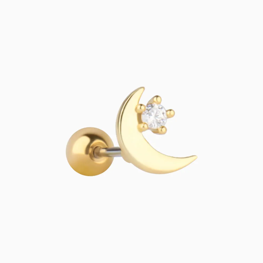 Beautiful Crescent Moon Stud