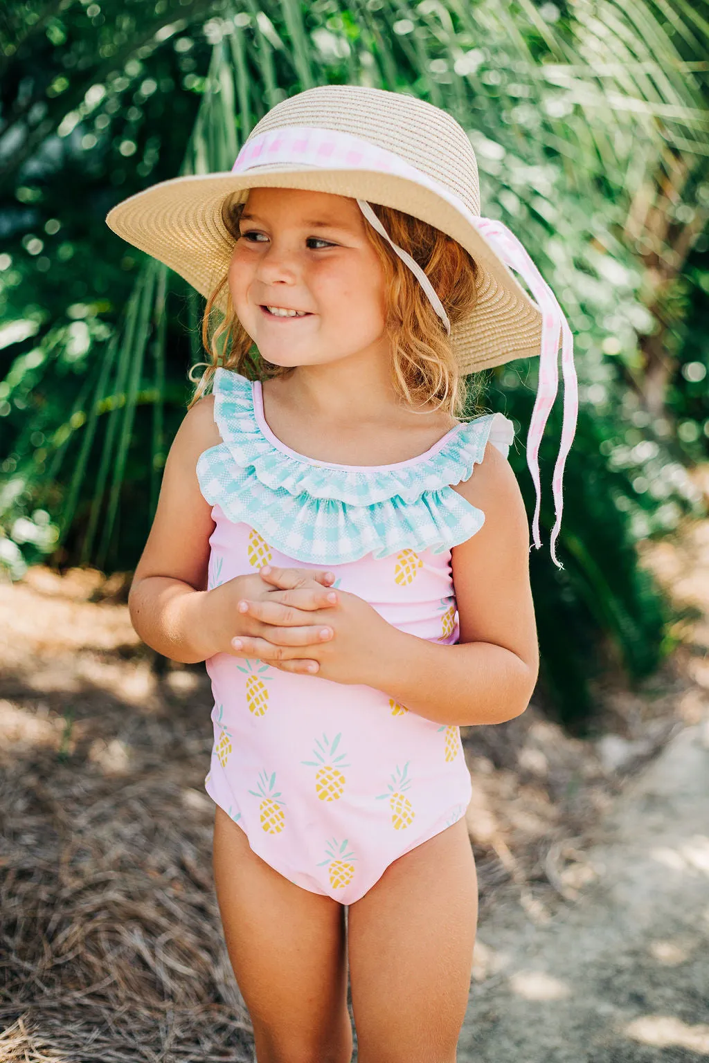 Bow Back Swimsuit - Pink Pineapples