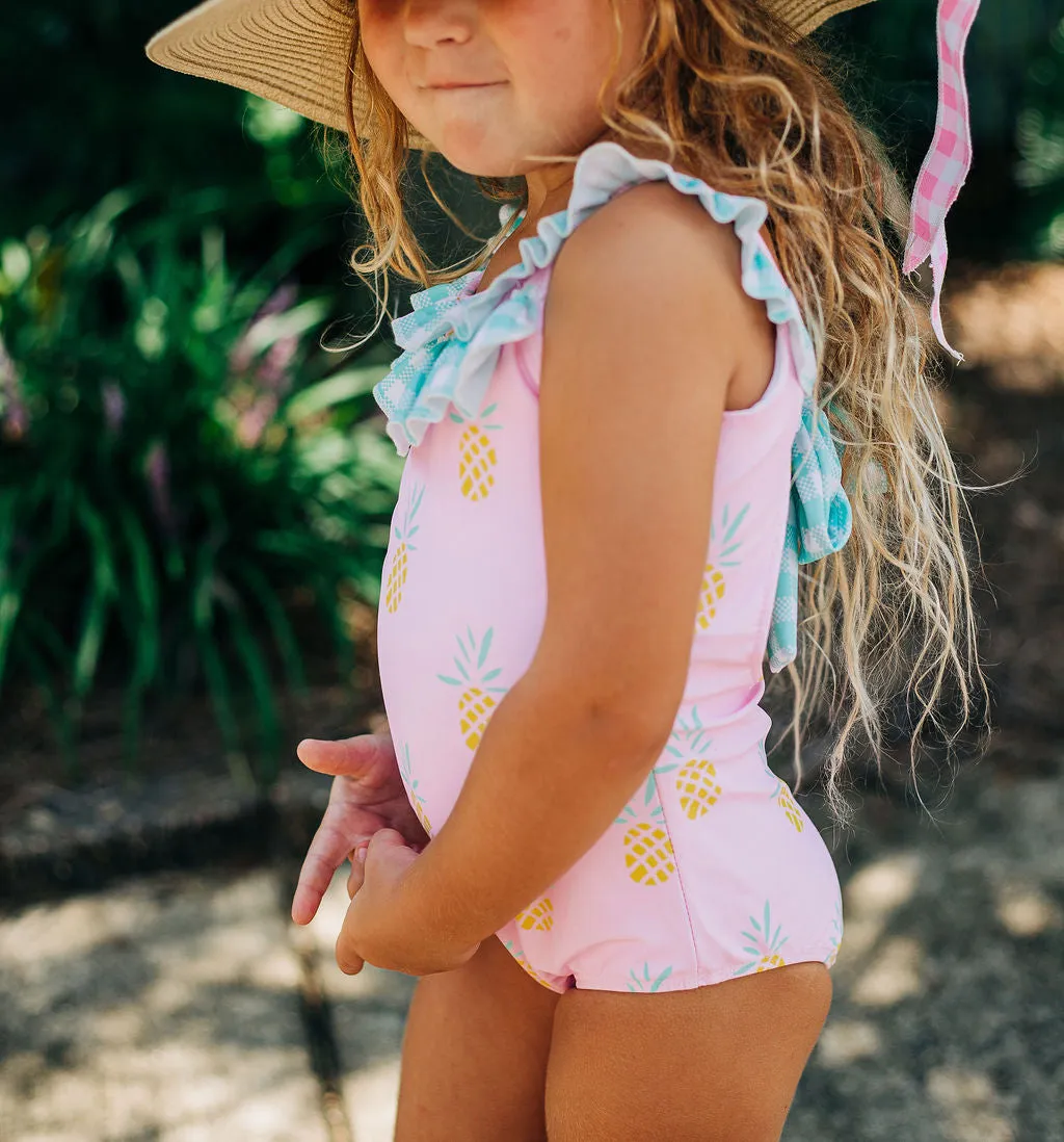 Bow Back Swimsuit - Pink Pineapples