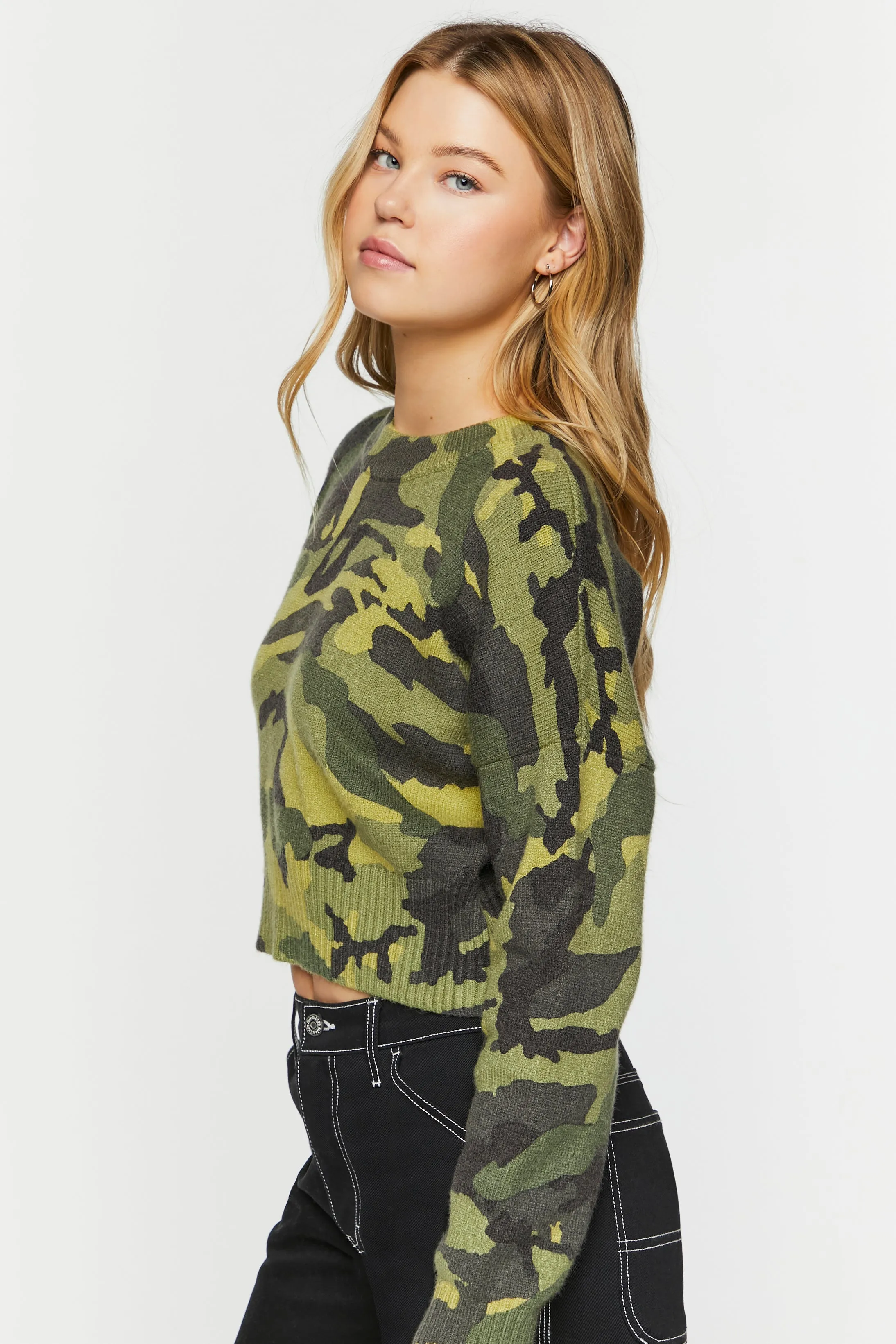 Camo Cropped Sweater