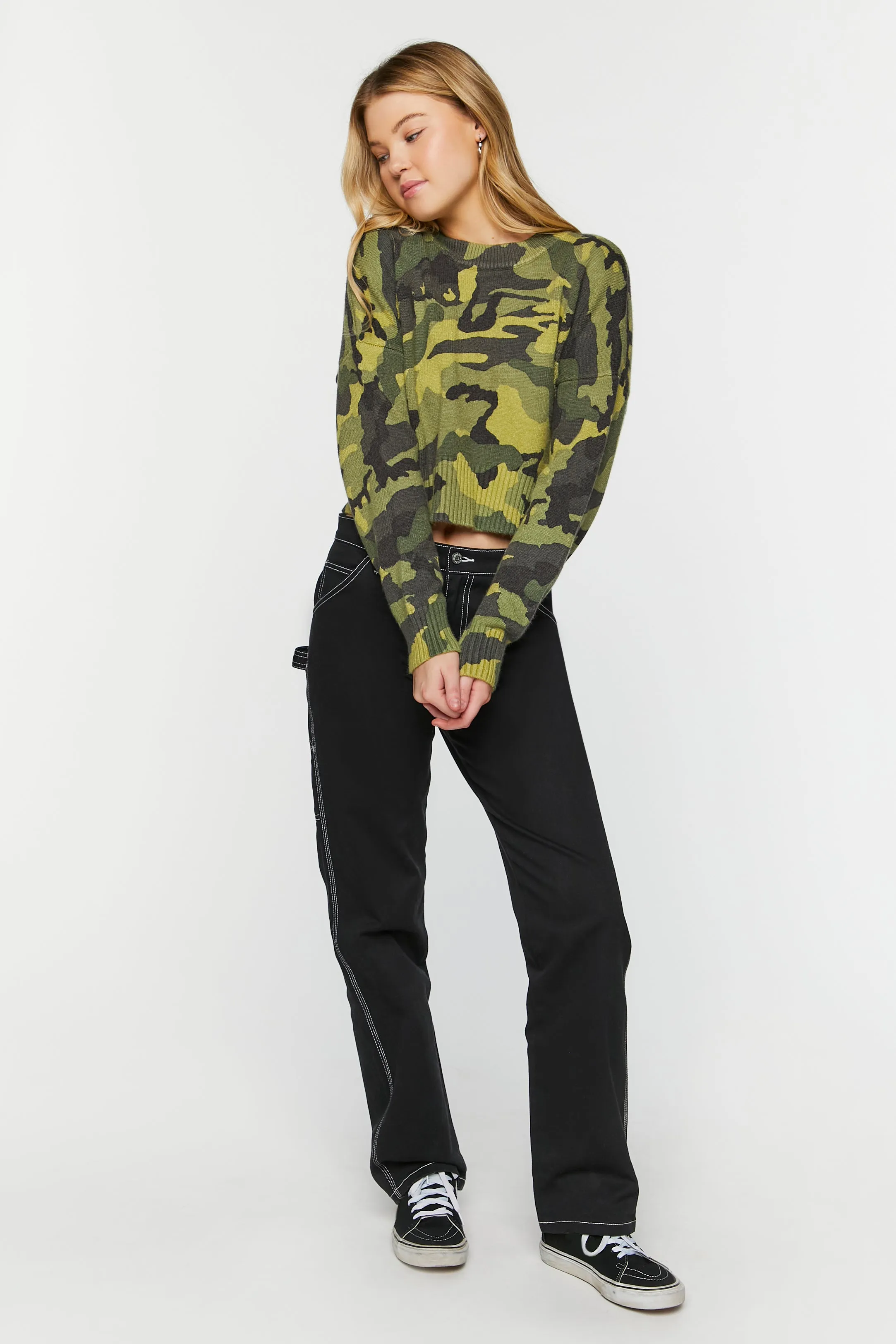 Camo Cropped Sweater