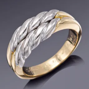 Cartier 18K Yellow & White Gold Cable Twist Band Ring 5.6 Grams Size 49