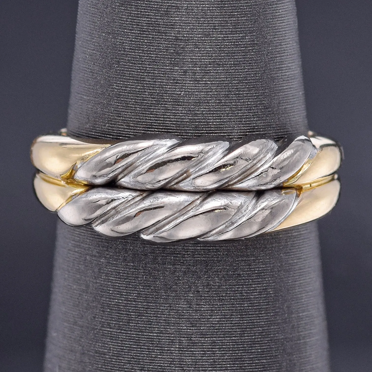 Cartier 18K Yellow & White Gold Cable Twist Band Ring 5.6 Grams Size 49