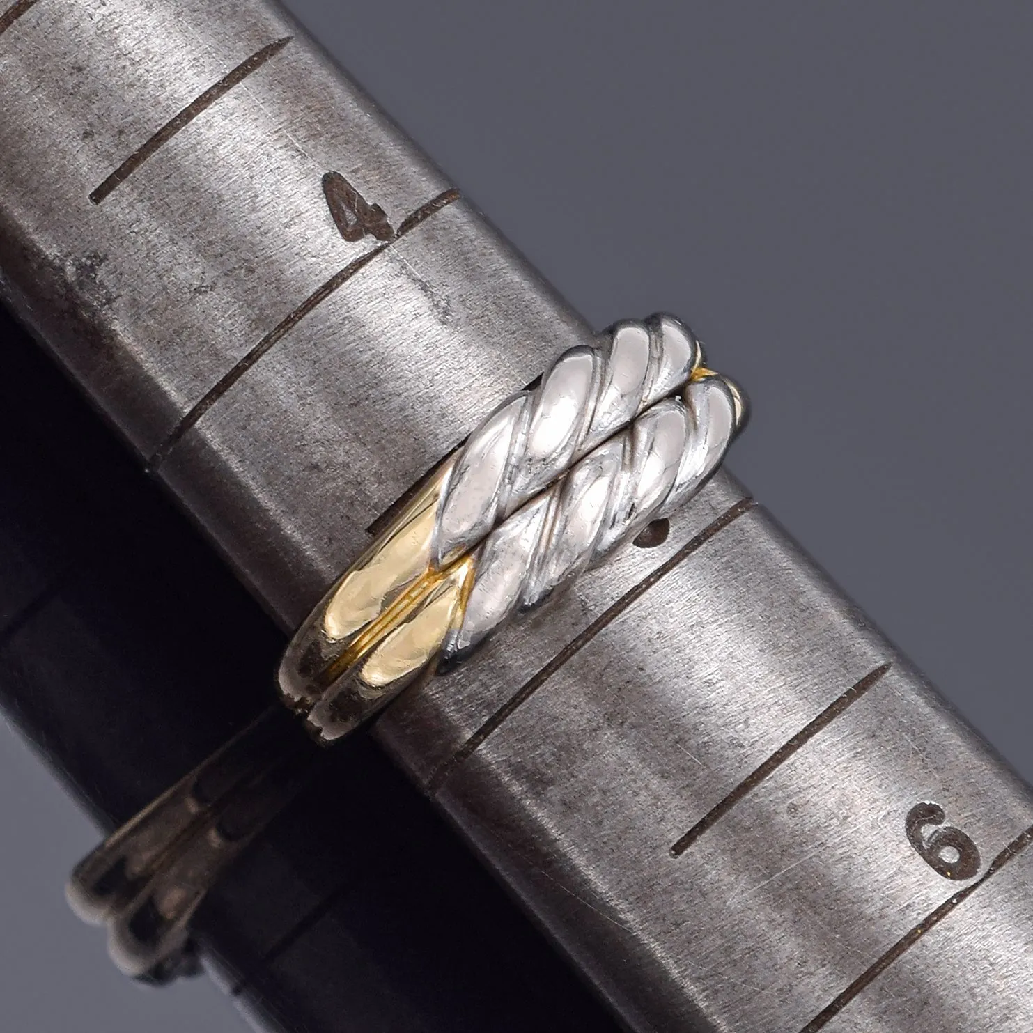 Cartier 18K Yellow & White Gold Cable Twist Band Ring 5.6 Grams Size 49