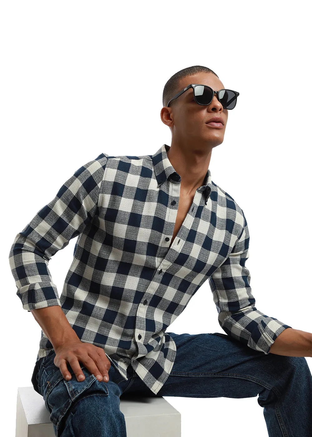 Chess Square Blue Check shirt