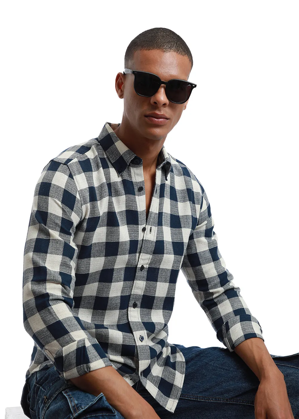 Chess Square Blue Check shirt