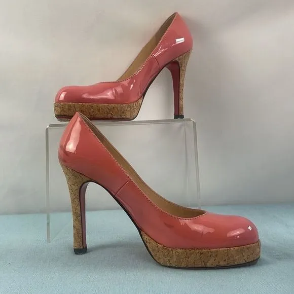 ChristianLouboutin Pink Patent With Cork Heels