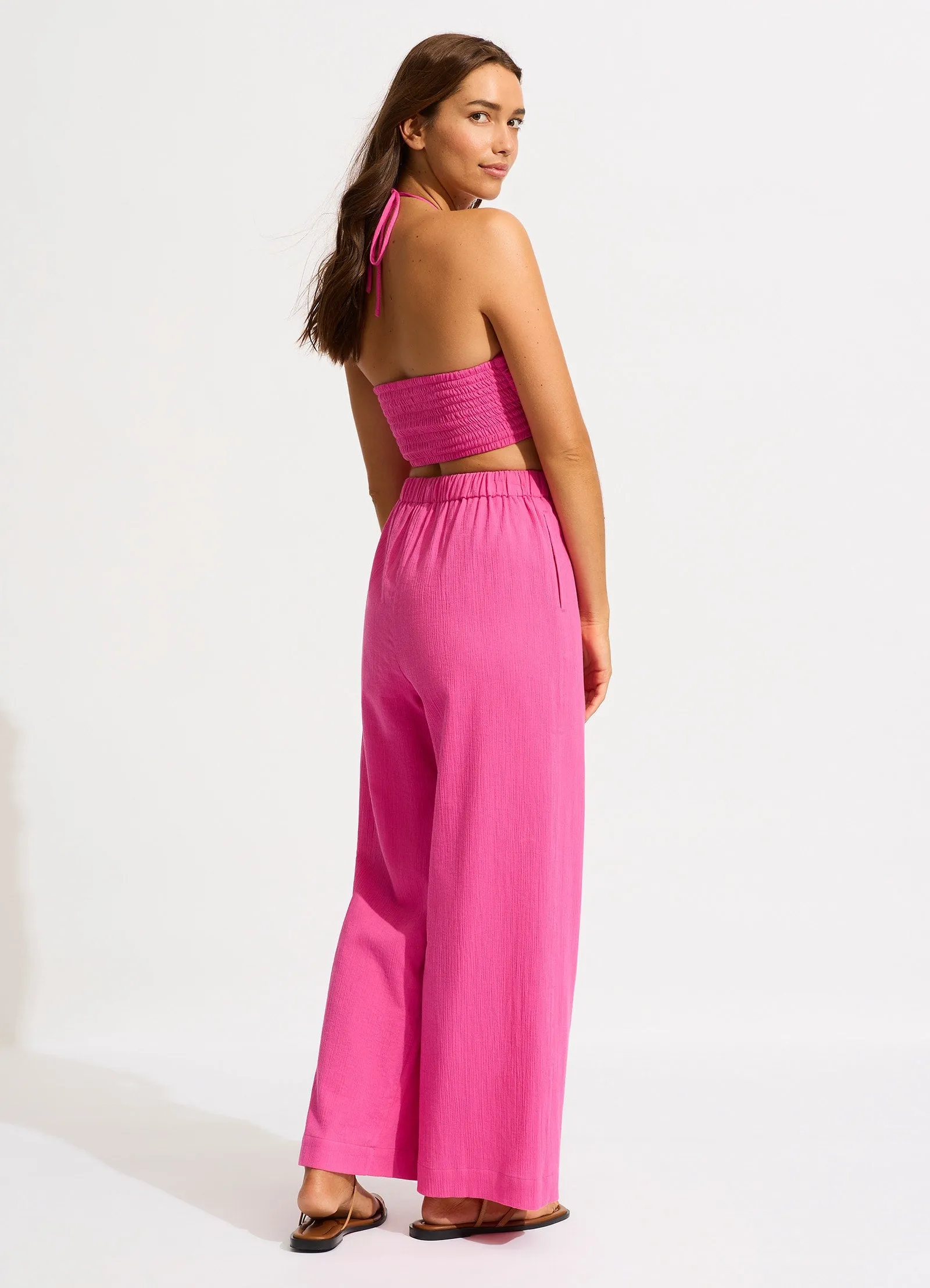 Crinkle Beach Pant - Hot Pink