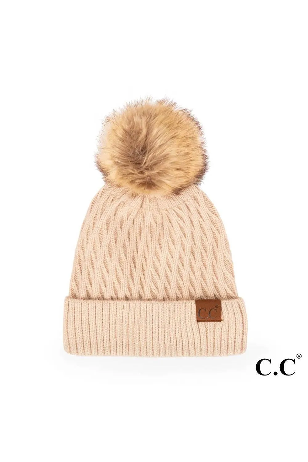 Diamond Knit Patch Beanie - C.C.