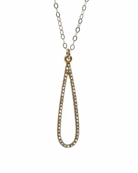 Diamond Pave Long Teardrop Necklace