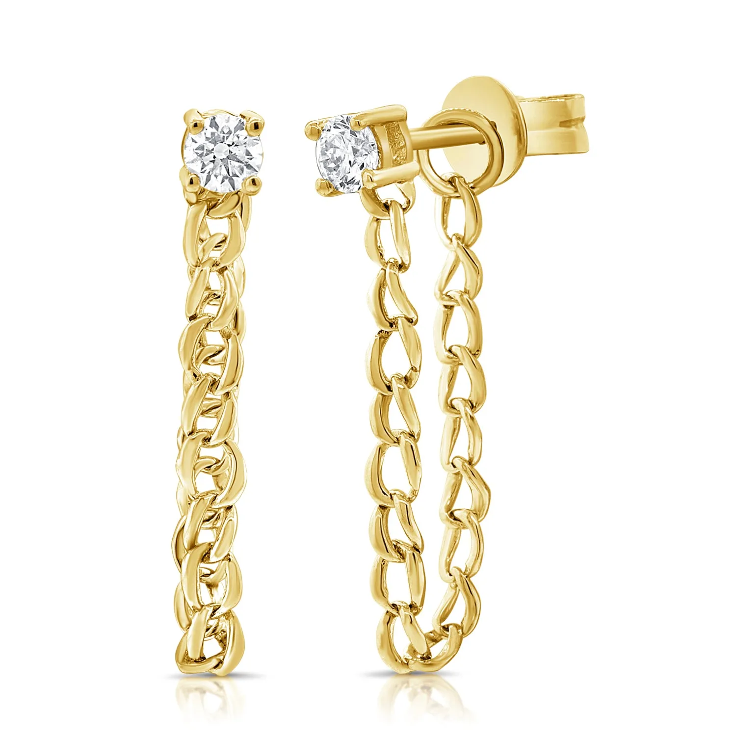 Diamond Stud Cuban Chain Earring