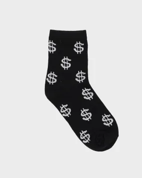 Dollar All Over Patterned Black Socks