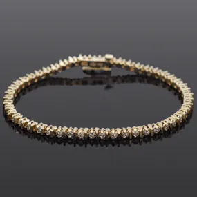 Estate 14K Yellow Gold 1.50 TCW Round Cut Diamond Tennis Bracelet