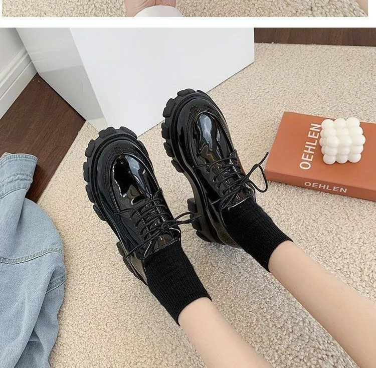 Faux Leather Platform Lace-Up Shoes BH22