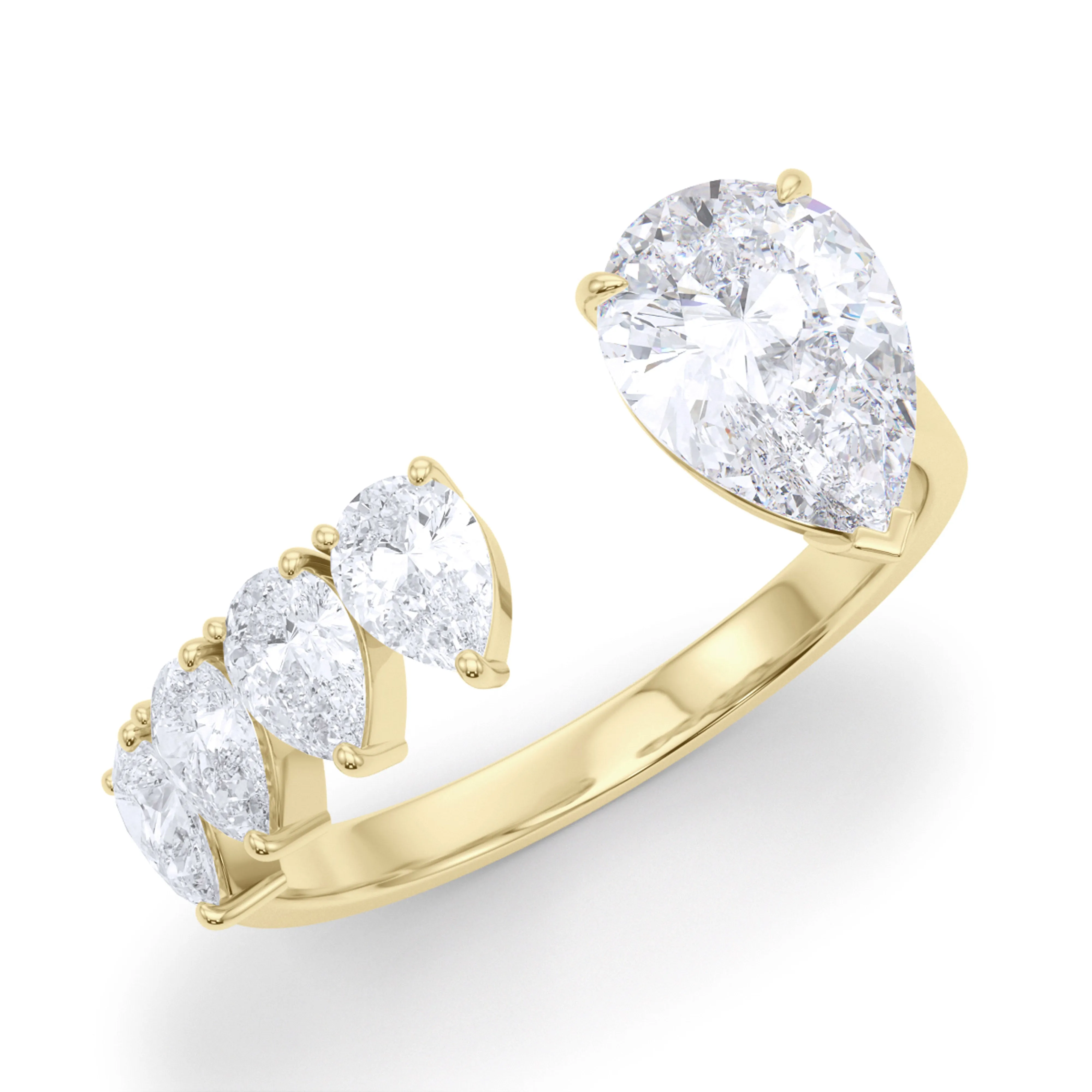 Floating  Pear Cut Diamond Ring