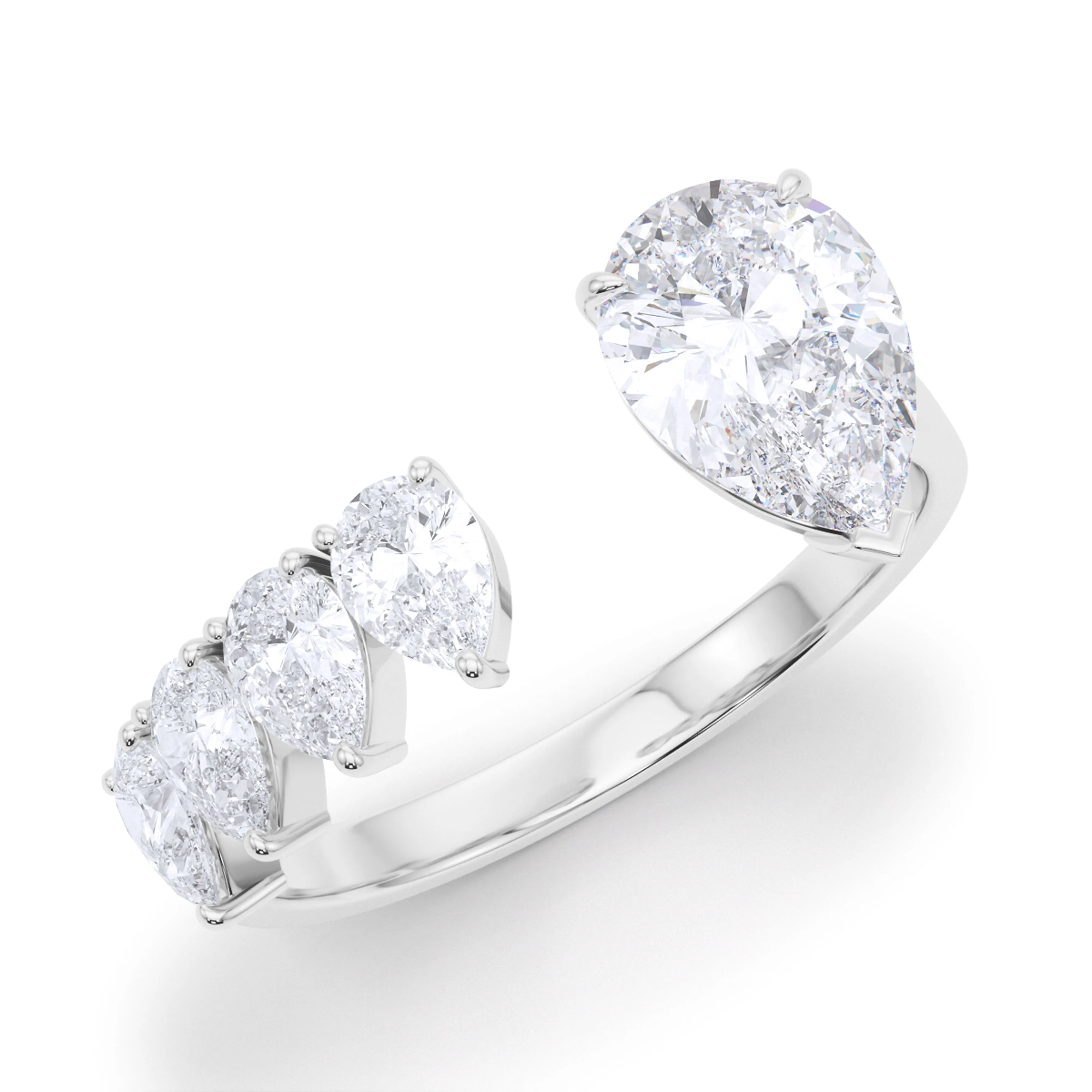 Floating  Pear Cut Diamond Ring