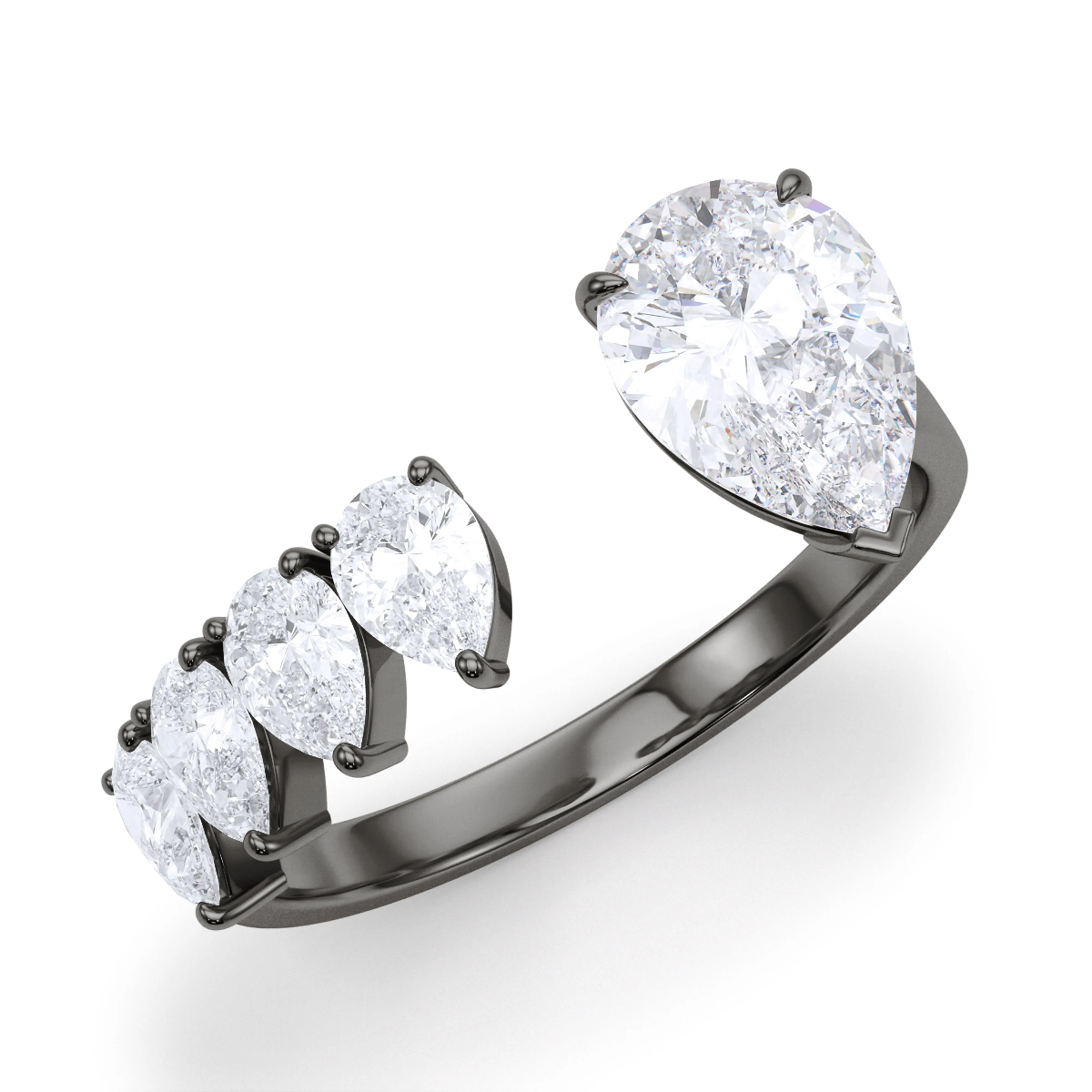 Floating  Pear Cut Diamond Ring