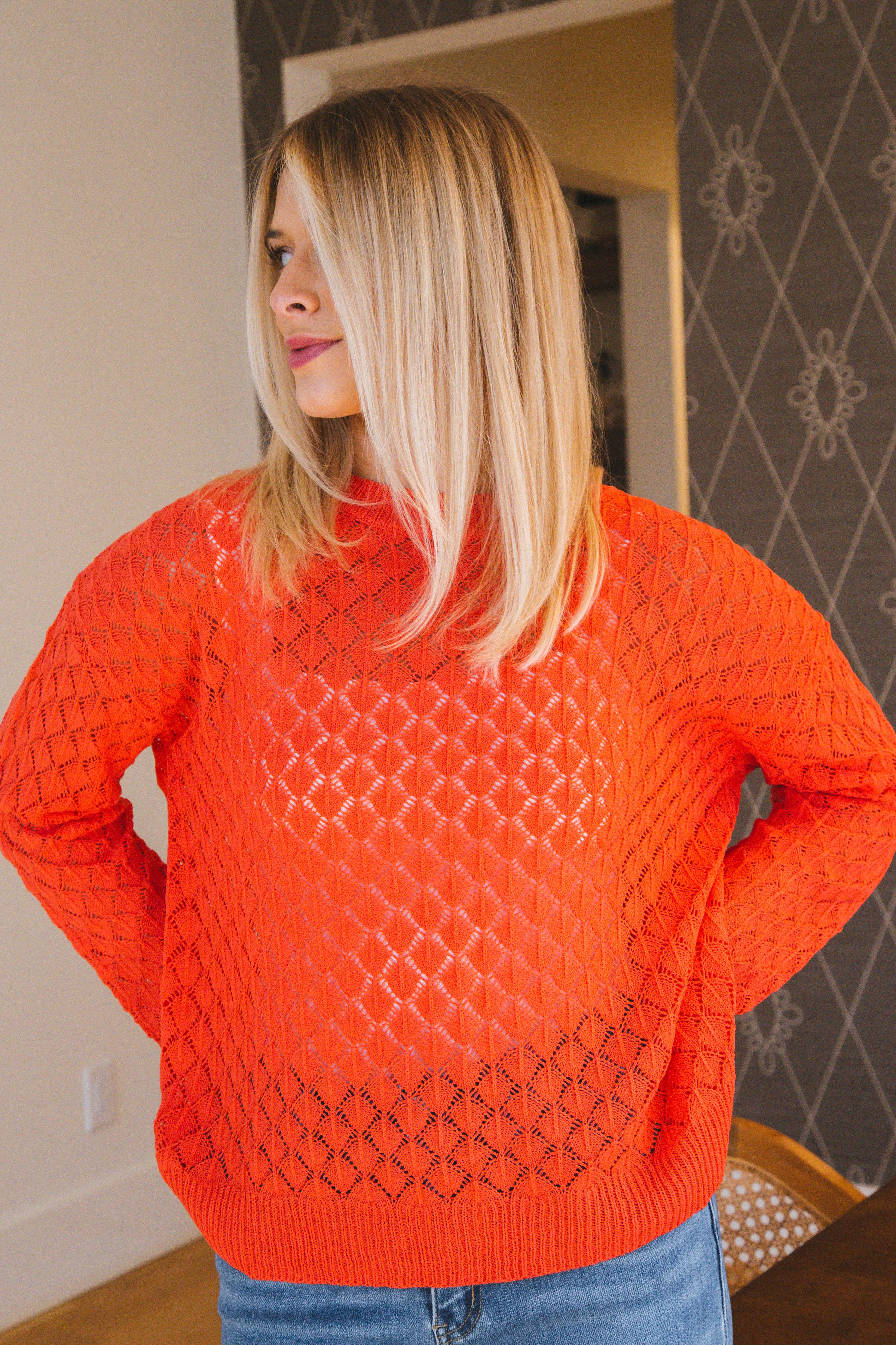 Florence Lightweight Sweater Knit Top, Bright Red